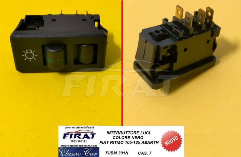 INTERRUTTORE LUCI FIAT RITMO 105 TC - 125 TC NERO 391N